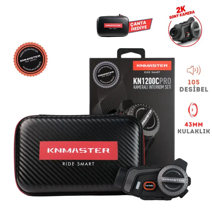 KNMASTER KN1200C PRO Kameralı Motosiklet Kask İnterkom Bluetooth Intercom Kulaklık Seti