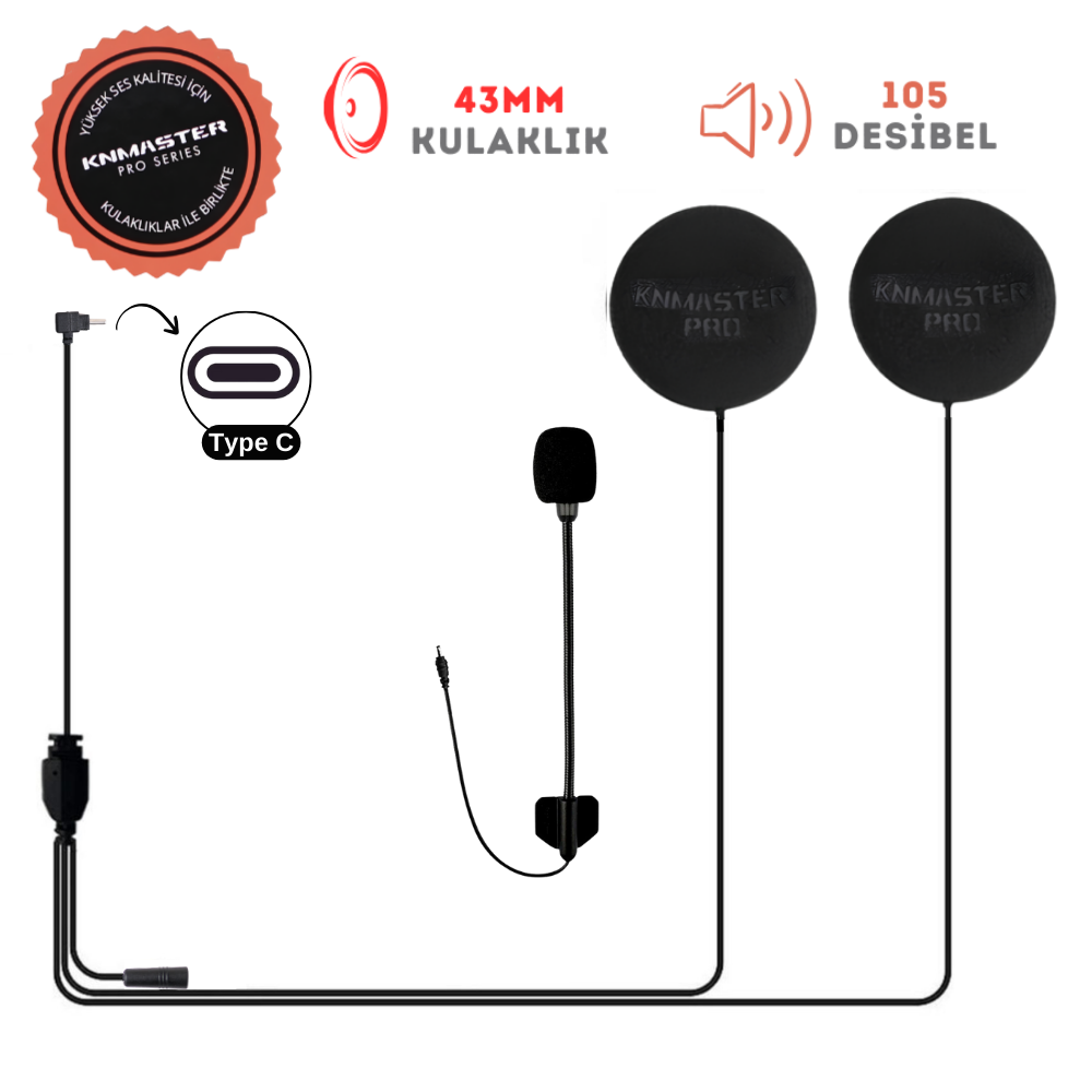 Knmaster KN2300 Açık Kask Mikrofon ve Kulaklık